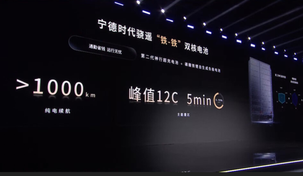 CATL이 지난 22일 테크 데이에서 5분 만에 약 515km를 주행할 수 있는 초고속 충전 기술을 공개했다. /바이두