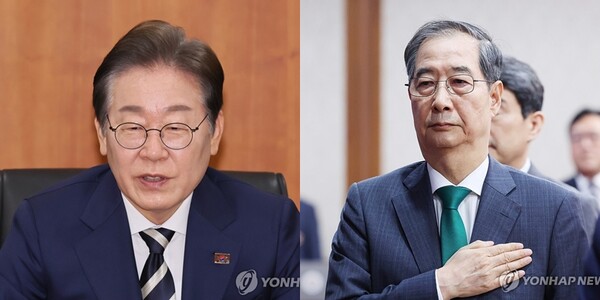 이재명 더불어민주당 대선 후보와 한덕수 대통령 권한대행 /연합뉴스