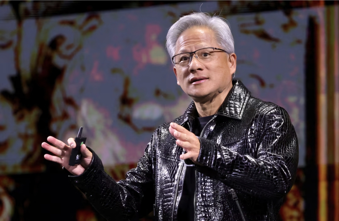 라스베거스에서 열리는 연례 가전제품 전시회 CES 2025젠슨 황 엔비디아 CEO가 21월 6일 미국 네바다주 라스베이거스에서 열린 연례 가전제품 전시회인 CES 2025에서 기조연설을 하고 있다. /로이터=연합뉴스