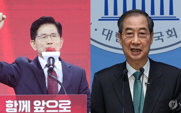 김문수 국민의힘 후보와 한덕수 무소속 후보 /연합뉴스