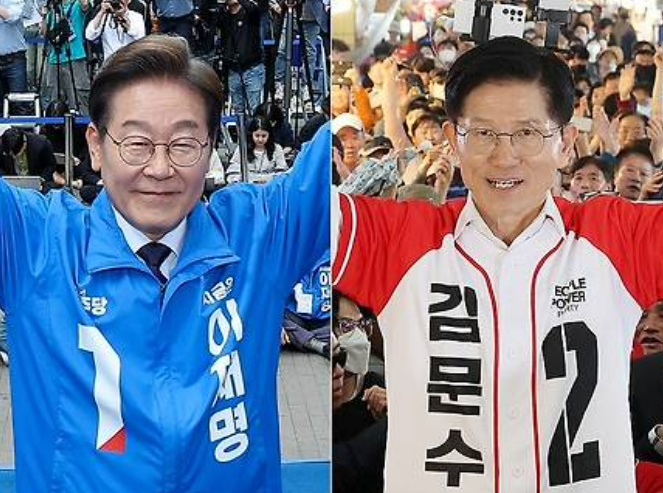 이재명 더불어민주당 대선 후보(왼쪽)과 김문수 국민의힘 대선 후보(오른쪽)의 지방 공약이 방향성 차이를 보인다. 두 후보는 모두 경기도지사를 지냈다는 공통점이 있다. /연합뉴스