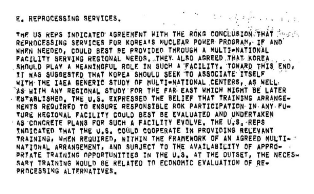 지미 카터 미국 대통령-박정희 한국 대통령 간 주고 받은 외교문건에는 ‘동아시아 다국적 재처리 센터를 권장하는 정책을 추진하여 한국을 도울 것’이라는 내용이 명시됐다. /황일순 교수