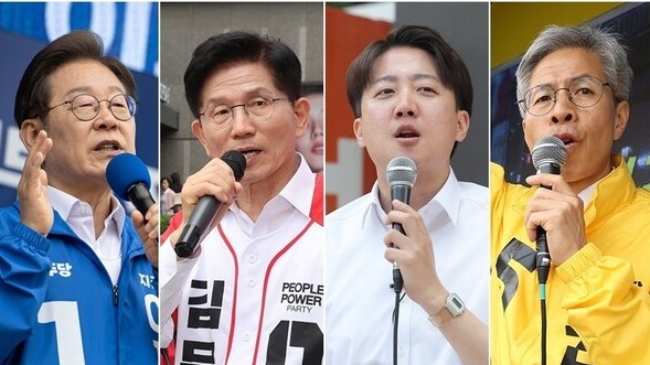 오는 3일 대통령 선거를 앞두고 대선후보들이 유세하며 지지를 호소하고 있다. (왼쪽부터) 이재명 더불어민주당 후보, 김문수 국민의힘 후보, 이준석 개혁신당 후보, 권영국 민주노동당 후보. /연합뉴스