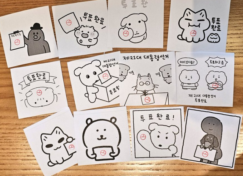 최근 MZ세대 사이에선 개인이 준비한 용지를 투표소에 가지고 가서 기표 도장을 찍은 뒤 SNS에 올리는 방식이 하나의 문화처럼 자리 잡았다. /X 캡쳐
