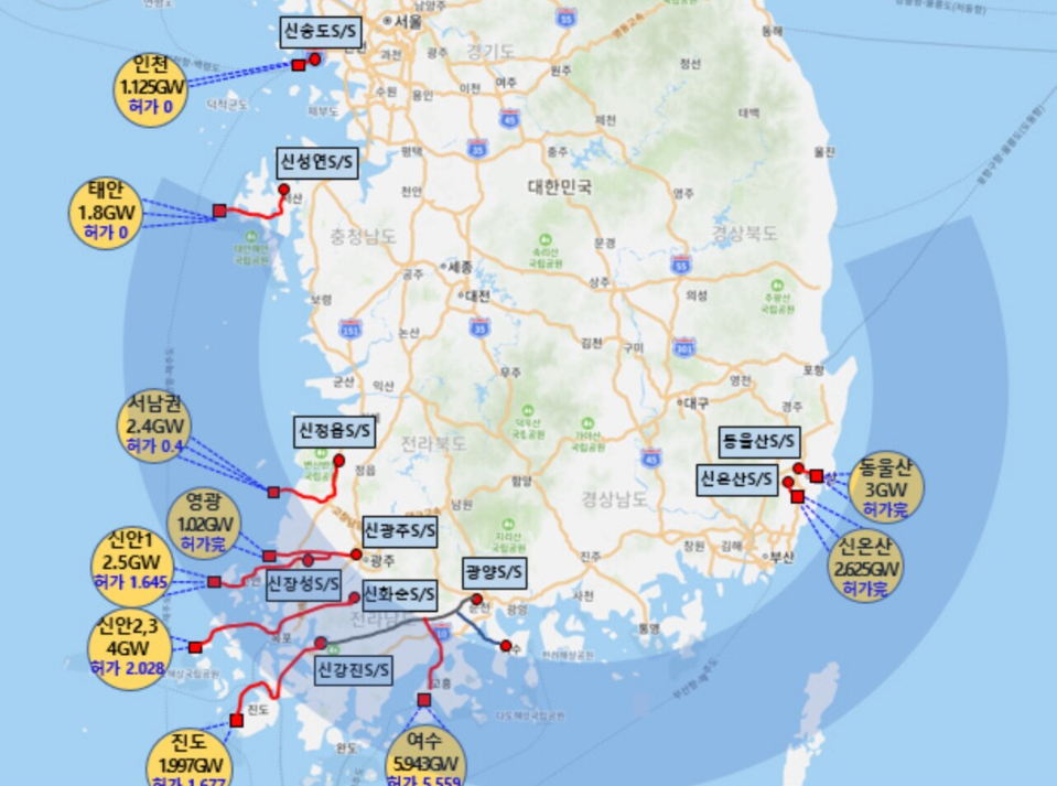이재명 정부는 대규모 해상풍력을 감싸는 U자형의 에너지고속도로를 건설해 기후위기 대응을 위한 재생에너지 확대를 추진하겠다는 복안이다. /민주연구원