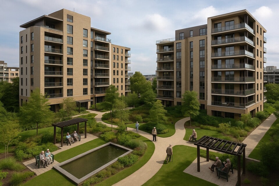 초고령사회에 진입하면서 국내 고령자 주거 대안으로 실버타운이 주목받고 있다. 하지만 공급은 좀처럼 뒤따르지 않는다. /챗GPT