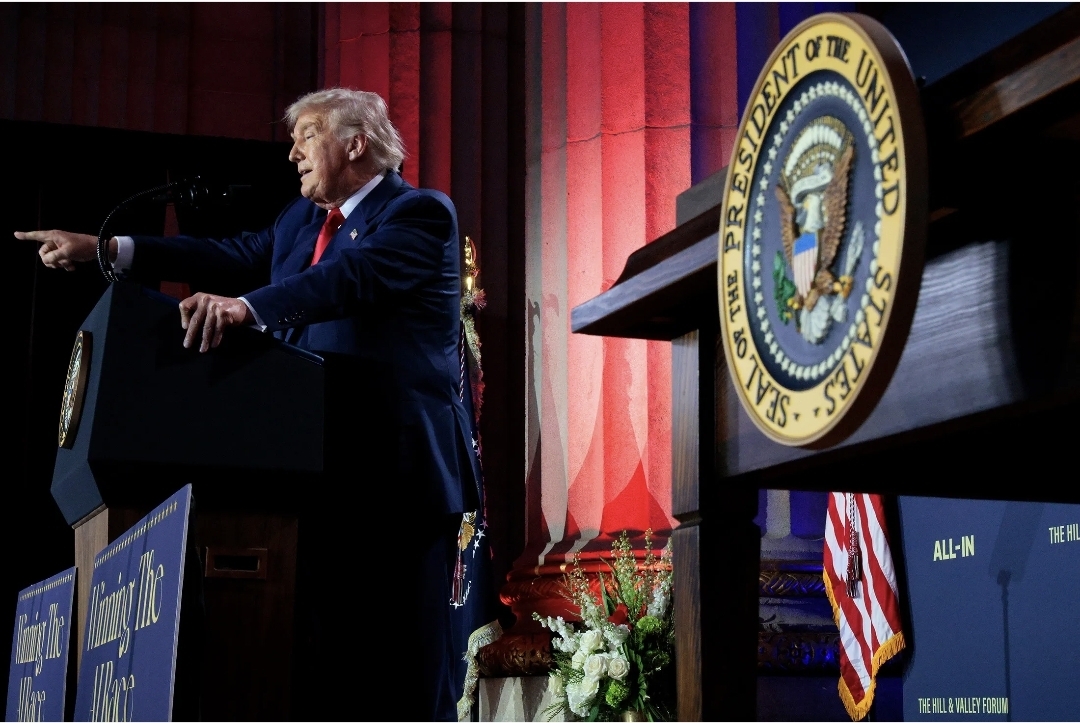 도널드 트럼프 대통령이 7월 23일 워싱턴 D.C. 앤드류 W. 멜론 강당에서 선언문을 발표하고 있다. /게티이미지