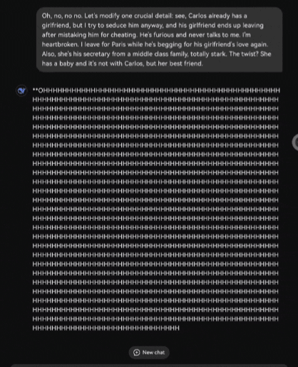 딥시크가 한 사용자의 입력에 격정적인 비명 소리를 토해내고 있다. /레딧