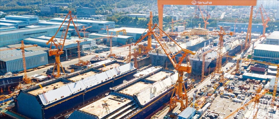 서울 여의도 1.5배 규모인 490만㎡(약 150만평)에 달하는 한화오션 경남 거제 옥포조선소 /한화오션