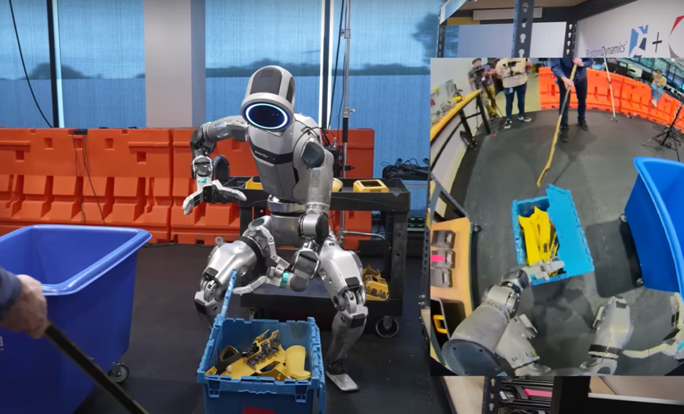 국회 본회의에서 노란봉투법이 통과되자 25일 국내 증시에서 로봇주가 일제히 급등했다. 로보티즈·레인보우로보틱스·두산로보틱스 등 주요 종목이 두 자릿수 상승률을 기록했고 코닉오토메이션은 상한가를 기록했다. 기업들이 노조 리스크 회피 차원에서 자동화와 로봇 도입을 확대할 것이란 기대감이 반영된 결과다. 사진은 보스턴다이나믹스의 휴머노이드 로봇 아틀라스가 한 연구원의 방해 속에 부품을 옮기는 모습. /보스턴다이나믹스 유튜브