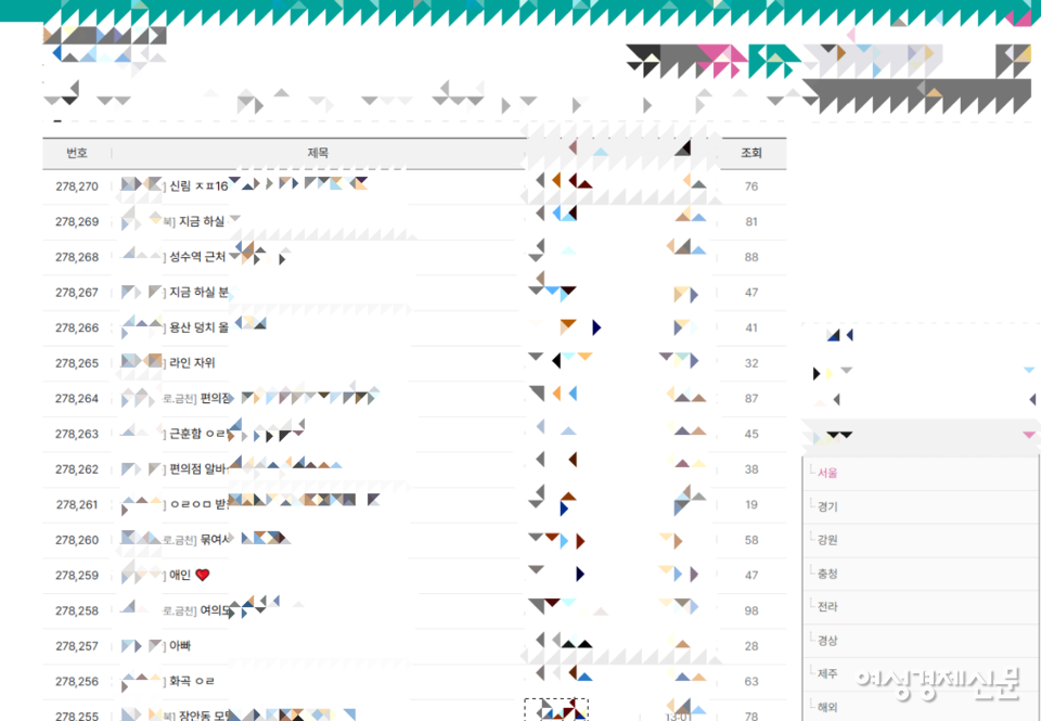 국내 한 동성애 만남 사이트에 올라온 '성 행위를 목적으로 한 만남 요청' 게시글. 누적 게시글만 약 27만 건에 달한다. /여성경제신문, 동성애 전용 사이트 캡처