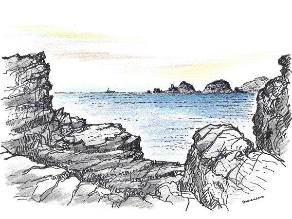 신선대에서 바라본 남해의 절경 /그림=손웅익