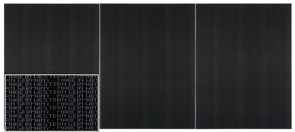 Rosemarie Trockel (1955 ~, Schwert Germany) Untitled (Made in Western Germany 1987), 240.35 x 180.34 x 3.18 cm each panel  gray and black wool on stretcher Glenstone Museum. Potomac, MD. /worked at Glenstone Museum