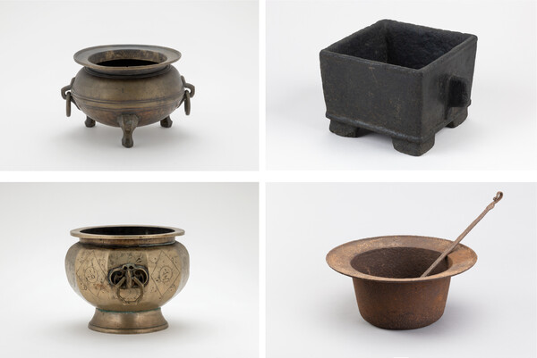 조선시대에 사용되었던 다양한 모양의 화로들 /국립민속박물관