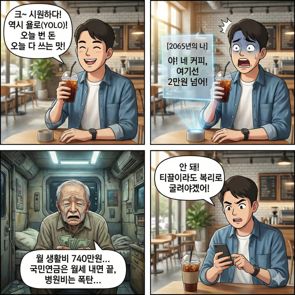 지금의 2030세대가 은퇴해 노년을 맞는 2065년에는 평범한 부부의 한 달 생활비가 700만원을 넘어설 것이라는 분석이 나온다. /나노바나나